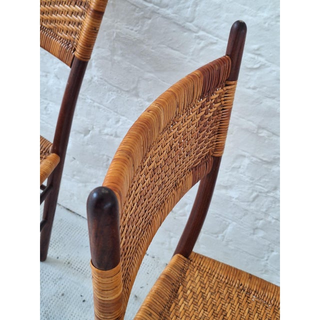 Brown Teak Dining Chairs with Patinated Cane Seats and Backs after Gio Ponti, Italy, 1950s, Set of 4 For Sale - Image 8 of 16