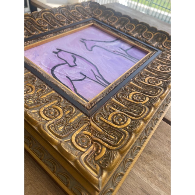 Paint Original Equestrian Oil Painting in Custom Frame For Sale - Image 7 of 10