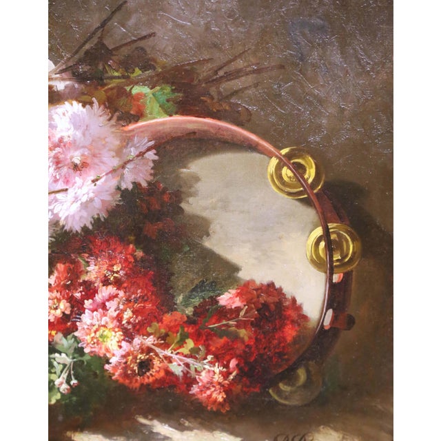 Late 19th Century 19th C. French Floral Still Life Oil on Canvas in Gilt Frame by Pierre Bourgogne For Sale - Image 5 of 13