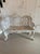 Superb quality antique early Victorian ornate cast iron garden seat having a cast iron shaped back and arms with ornate...