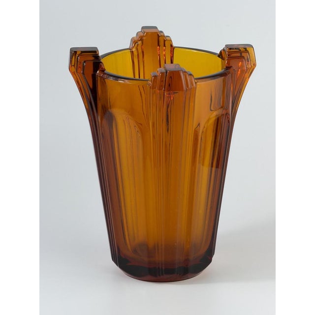 Bohemian Art Deco Amber Glass Vase, 1920s-1930s For Sale - Image 3 of 10