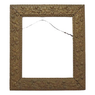 19th C. Antique Victorian Picture Frame Gilt Wood & Gesso Leaves & Flowers Fits 17 1/4" X 14 1/2" Rabbet Opening For Sale