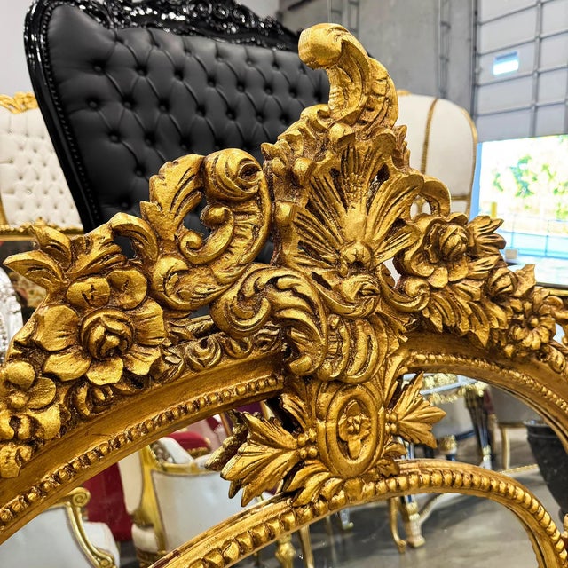 Make a statement with this exquisite French-Italian style wall mirror, crafted with luxurious gold leaf and hand-carved...