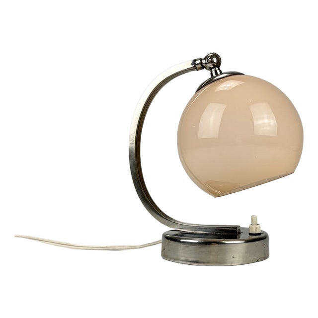 Art Deco Bedside Lamp in Light Ping Glass, 1930s For Sale