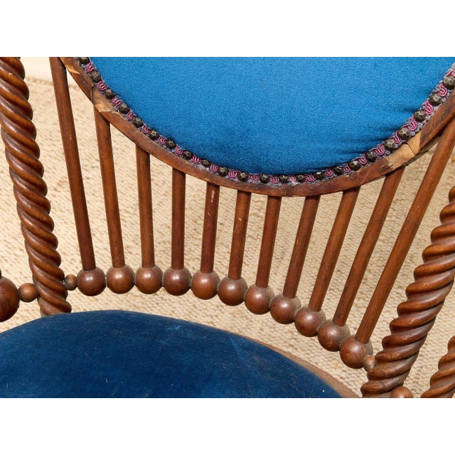 Late 19th Century 1870s Antique Attributed to George Hunzinger Barley Twist Mahogany Needlepoint Rocking Chair For Sale - Image 5 of 10