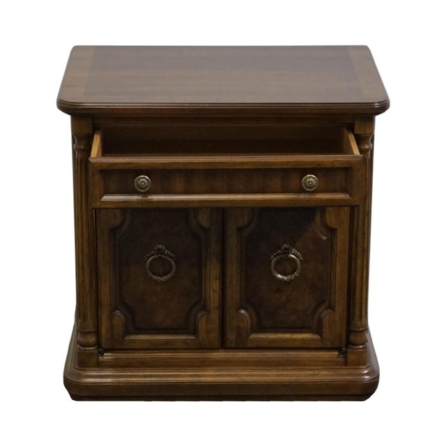 Drexel Heritage Cameo Collection Burled Walnut Italian Neoclassical Tuscan Style 25" Cabinet Nightstand 002-630 For Sale In Kansas City - Image 6 of 15