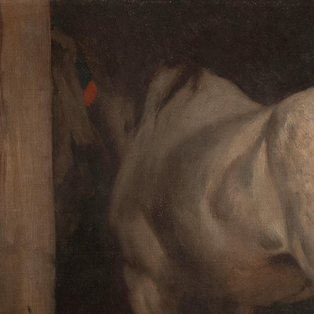 1910s 'Study of a Gray Horse' by Otto Bache, Circa 1910, Rear View, Equine, Danish Realism For Sale - Image 5 of 8