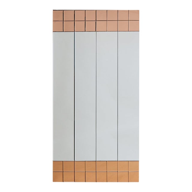 Italian Rose Gold Paneled Floor-Length Mirror, 1970s For Sale