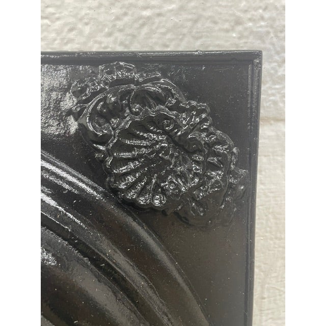 Late 19th Century Cast Iron Antique Fireplace + Insert With Rosette Cover 27" X 21.25" For Sale - Image 4 of 6