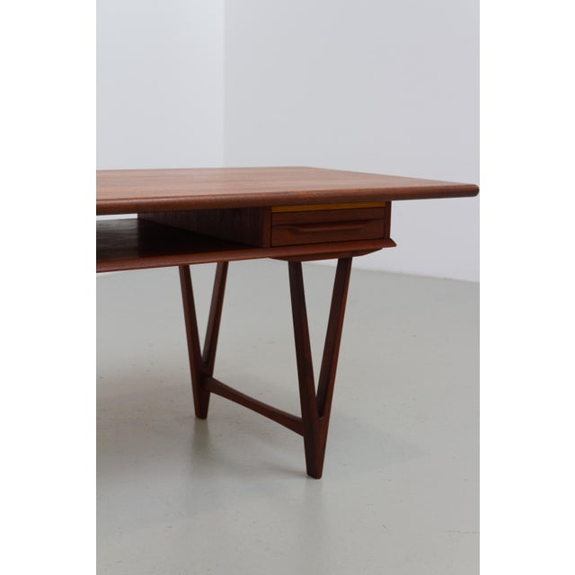 Wood Danish Modern Teak Coffee Table with Drawers and V-Legs by E. W. Bach, 1960s For Sale - Image 7 of 18
