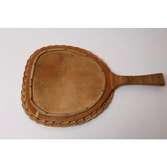 Mid-Century Modern Vintage Basket Mesh Oval Hand Mirror For Sale - Image 3 of 8