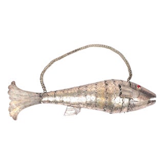 Antique Pewter Fish Pendant Container, 1890s For Sale