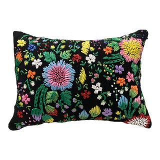 Floral Rafia Hand Embroidered Boudoir Decorative Pillow Cover For Sale