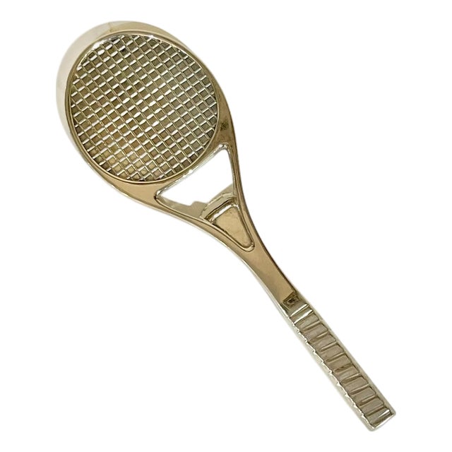 Vintage Silver Plate Tennis Racquet Bottle Opener For Sale