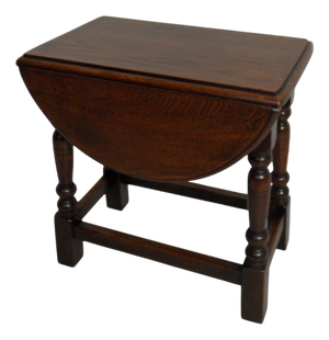 Vintage Oval Oak Side Table, 1950s