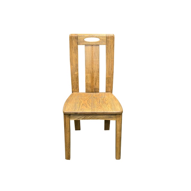 Beige Oriental Light Wood Rough Grain Rectangular Dining Table 4 Chairs Set For Sale - Image 8 of 16