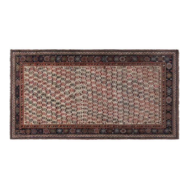 Authentic Persian Afshar Rug in Blue, Brown, Green, Red, White For Sale