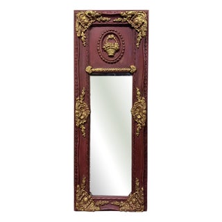 French Parcel Gilt and Painted Panel Mirror For Sale