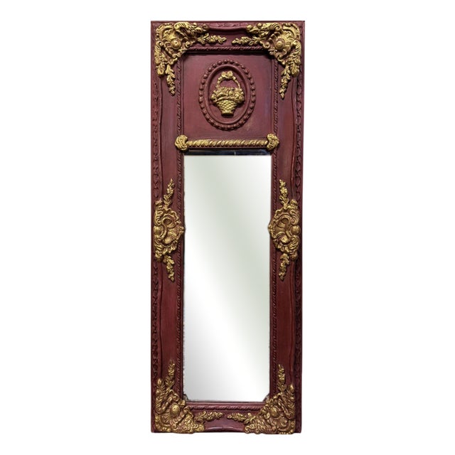 French Parcel Gilt and Painted Panel Mirror For Sale