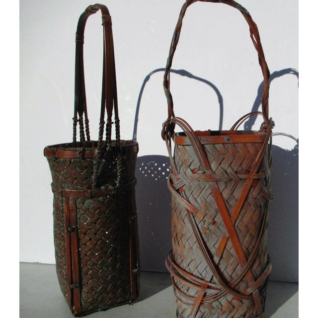 1980s Japanese Floral Ikebana Baskets- Set of 2 For Sale - Image 10 of 11
