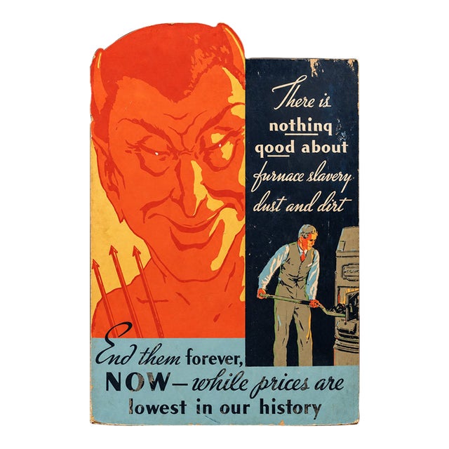 Vintage Oil Furnace Advertisement Standee For Sale