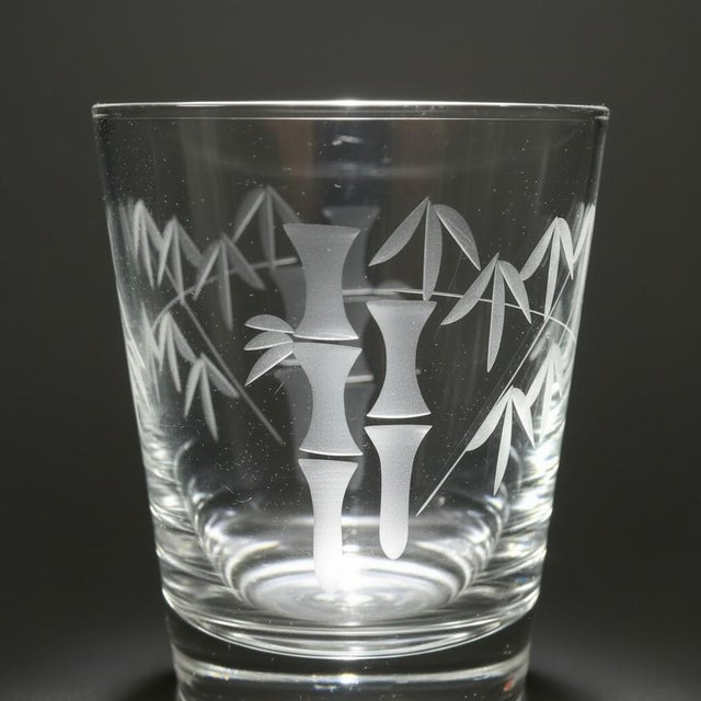 Vintage Mid-Century Modern Sasaki Noritake Bamboo Etched Rocks Glasses- Set 6 For Sale - Image 10 of 11