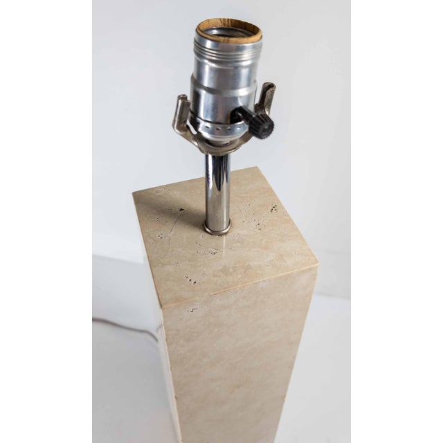 Stone Mid-Century Modern Polished Travertine Limestone Stone Table Lamp For Sale - Image 7 of 10