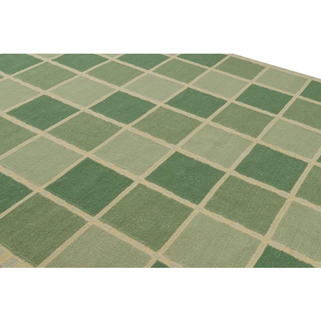 Rug & Kilim Rug & Kilim’s Scandinavian Style Rug in Green With Geometric Patterns For Sale - Image 4 of 7