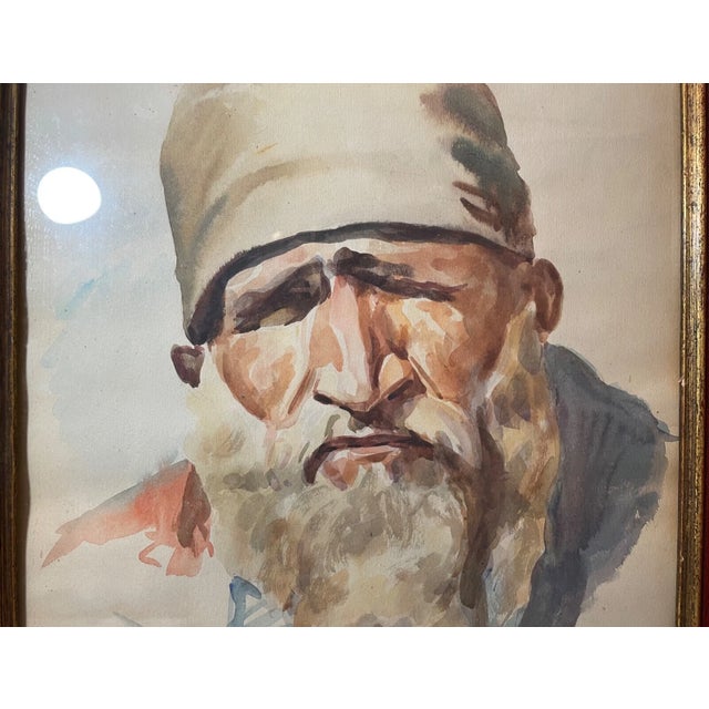 1960s 1960s Rare Ustad Ghaussuddin Afganistan Blind Man Watercolor Portrait Painting For Sale - Image 5 of 12