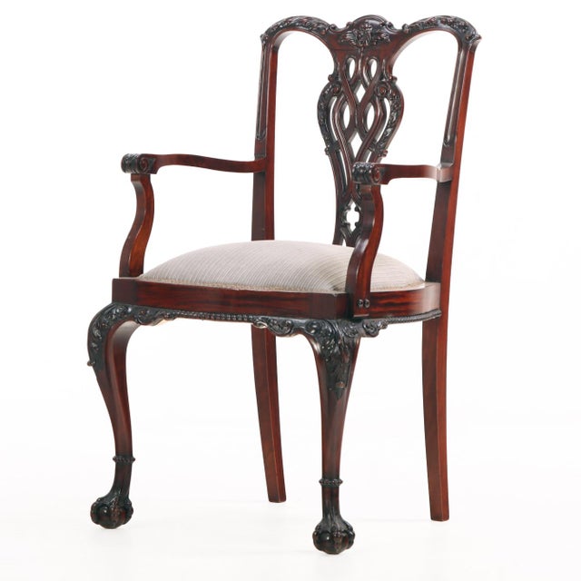 Chippendale Rare Set of 12 English Chippendale Style Mahogany Armchairs, C. 1900. For Sale - Image 3 of 7