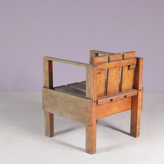 Brown Teak Wooden Side Chair in Rietveld Crate, Netherlands, 1960s, Set of 4 For Sale - Image 8 of 12