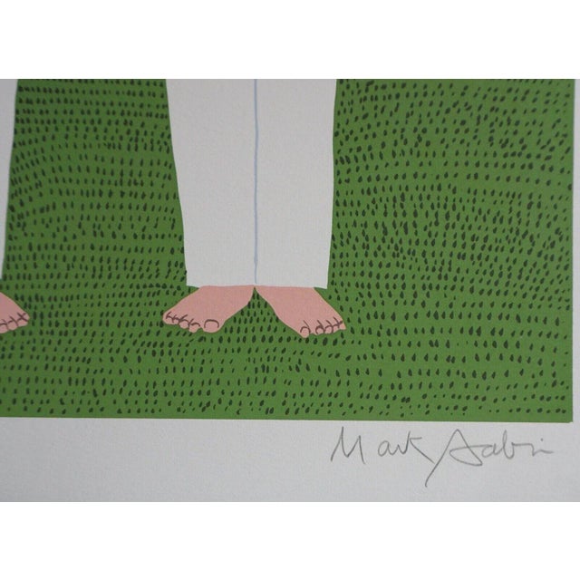 1980 Mark Sabin Members of the Band Folk Art Figurative Screenprint For Sale - Image 4 of 5