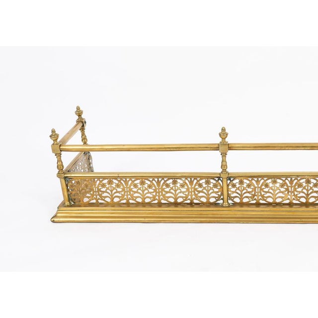 Antique Victorian Brass Fireplace Fender, 1800s For Sale - Image 4 of 11