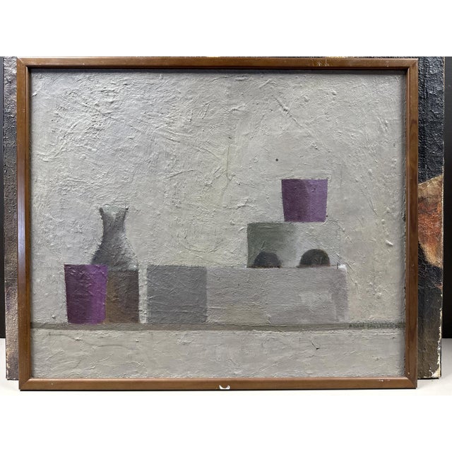 Adam Saulnier, Composition, 1967, Oil on Canvas For Sale - Image 4 of 5