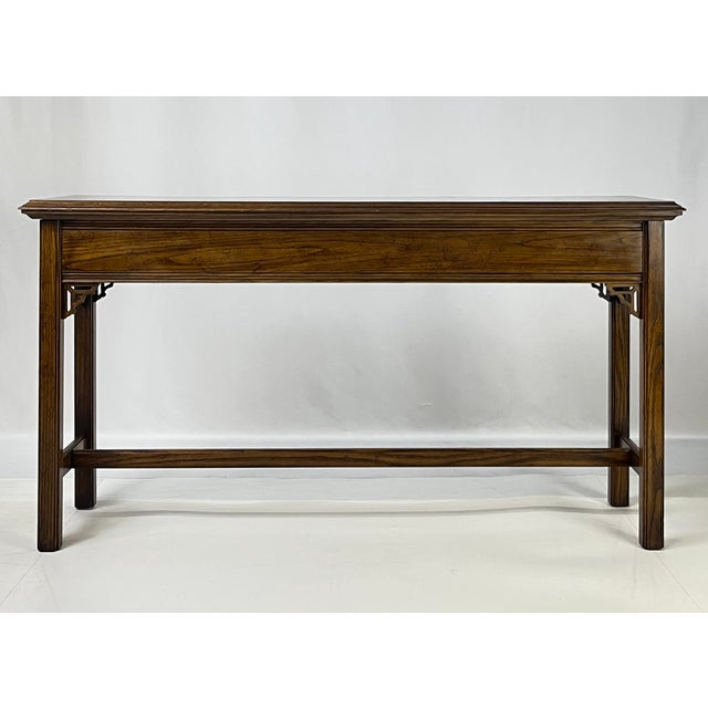 Late 20th Century Late 20th Century Traditional Walnut & Burl Wood Serpentine Console Table For Sale - Image 5 of 15