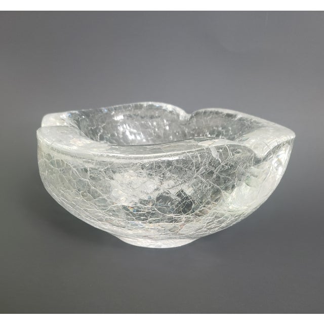 Beautiful, large and rare Renato Anatra Murano ghiacciato glass bowl/ashtray. Ghiacciato in Italian means ice, and the...