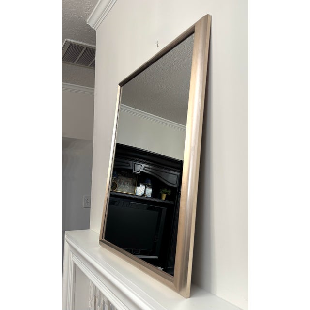 Late 20th Century Contemporary Transitional Brushed Silver Finish Solid Large Wall Mirror For Sale - Image 5 of 11