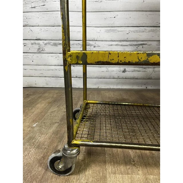 Yellow Industrial Cart Rack in Iron For Sale - Image 8 of 9