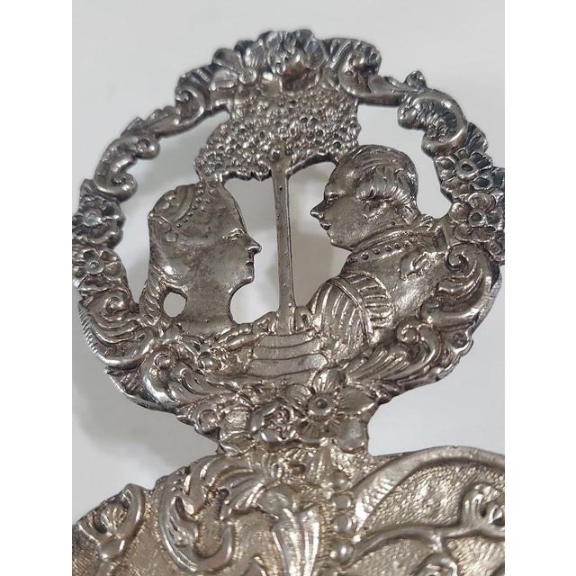 Rococo Antique Hanau Germany 800 Silver Figural Tea Strainer For Sale - Image 3 of 5