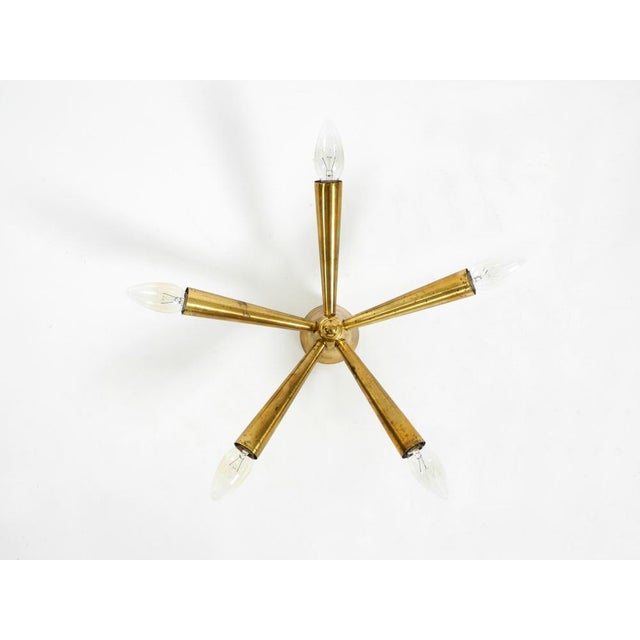 Mid-Century Modern Sputnik Brass Ceiling Lamp with Five Arms, 1950s For Sale - Image 4 of 18