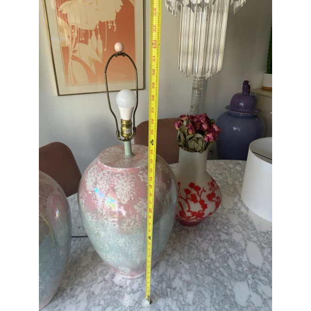 1980’s Postmodern Iredescent Pastel Drip Glaze Monolith Lamps by Sunset For Sale In Los Angeles - Image 6 of 10