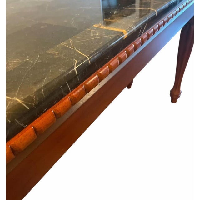 Wood Elegant Cherry Wood Side / Sofa Table W/ Stunning Marble Top For Sale - Image 7 of 9