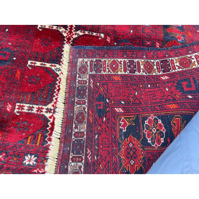 Vintage Turkmen Bukhara Wool Rug 6'9" X 9'4" Afghan Tribal Ersari Carpet, Living Room Rug For Sale - Image 9 of 9