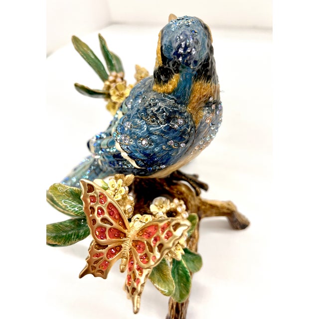 Jay Strongwater Swarovski Encrusted Anderson Courbett Blue Jay and Butterfly - Flora and Fauna Collection For Sale - Image 9 of 18