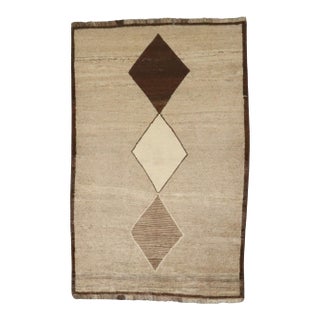 Late 20th Century Zabihi Collection Geometric Persian Gabbeh Rug - 4'3" x 6'5" For Sale
