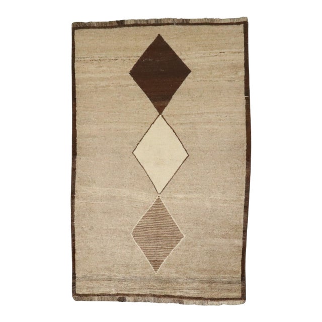 Late 20th Century Zabihi Collection Geometric Persian Gabbeh Rug - 4'3" x 6'5" For Sale