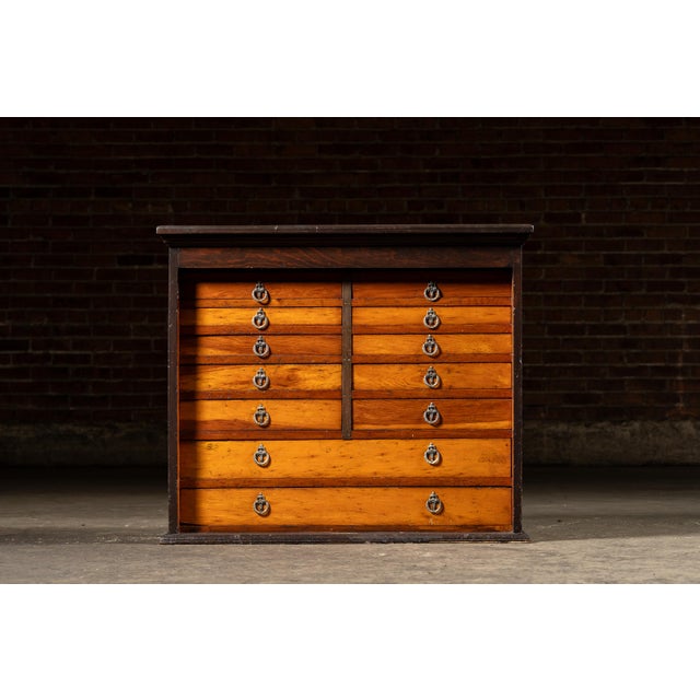 Industrial Early 20th Century 16-Drawer Oak Dental Cabinet For Sale - Image 3 of 11