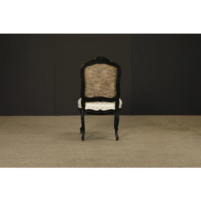 Pair of 1890s French Louis XV Carved, Gilt, Ebonized, and Upholstered Chairs For Sale - Image 9 of 18