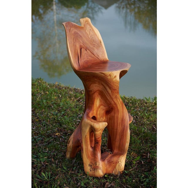 Wood Makha Wood Sculptural Bar Chair by Logniture For Sale - Image 7 of 16