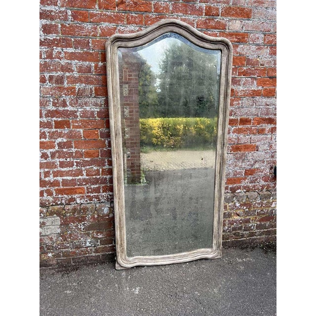 Wood Large Antique 19th Century French Carved Wood Painted Mirror For Sale - Image 7 of 7